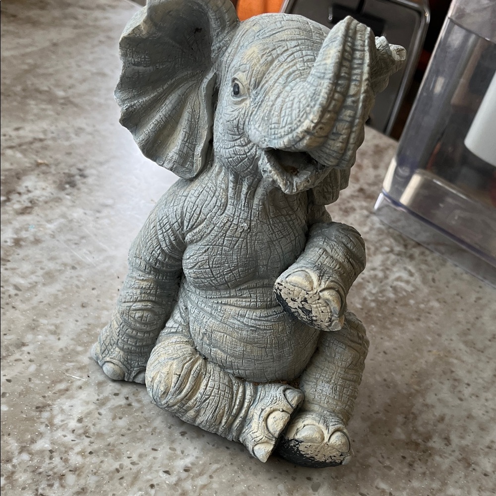 Charming Gray Elephant Sculpture